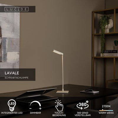 Lucide LAVALE - Schreibtischlampe - LED Dim. - 1x3W 2700K - Weiß